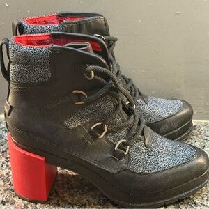 Sorel Black and Red Lace Up Boots